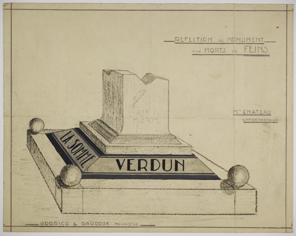 dessin de la réfection du monument aux mort de Feins